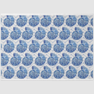 Blue shells on blue chevron background tissue paper