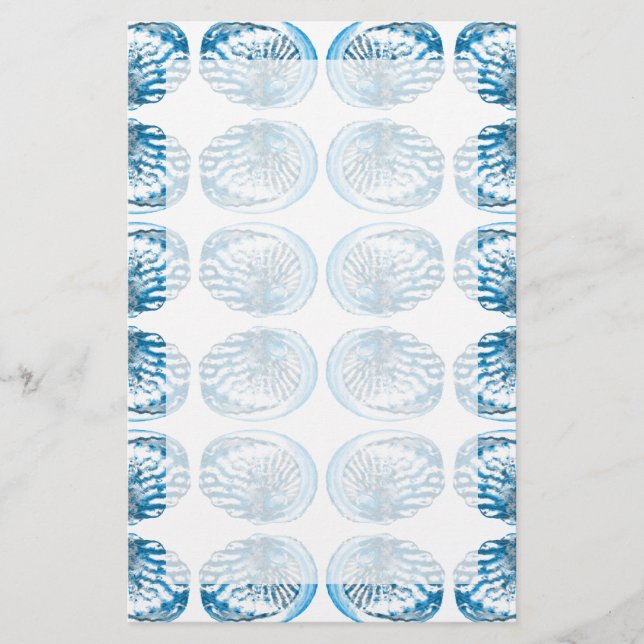 Blue Shells Pattern. Stationery (Front)