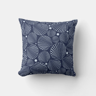 Blue shells, summer sea pattern. cushion