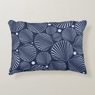 Blue shells, summer sea pattern. decorative cushion