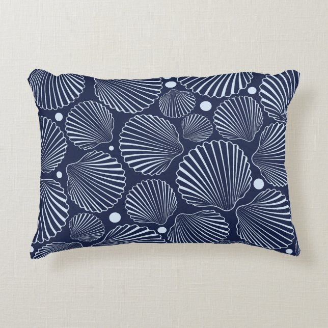 Blue shells, summer sea pattern. decorative cushion (Front)