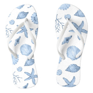 Blue Shells Watercolor Jandals