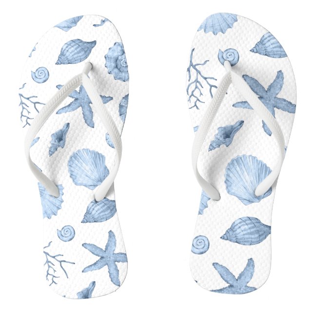 Blue Shells Watercolor Jandals (Footbed)
