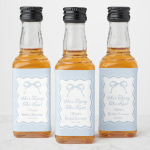 Blue She's Tying The Knot Bridal Shower Champagne Liquor Bottle Label