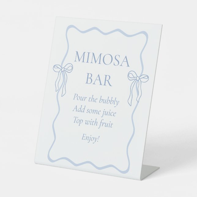 Blue Shes Tying the Knot Bridal Shower Mimosa Bar Pedestal Sign (Front)