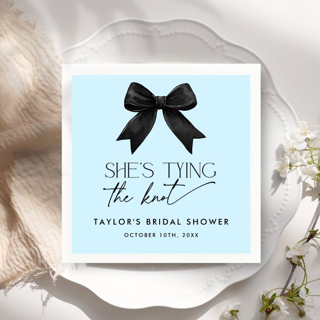 Blue She's Tying The Knot Bridal Shower Napkin (Creator Uploaded)
