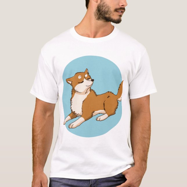 Blue shiba design. T-Shirt (Front)
