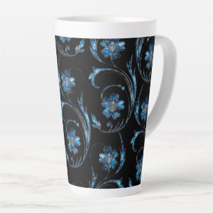 Blue Shimmer Floral 2 Latte Mug