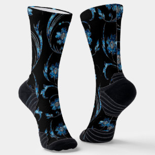 Blue Shimmer Floral 2 Socks