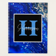 Blue Shimmer Name & Monogram 