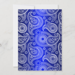 Blue Shimmer Satin & Paisley Wedding Invitation