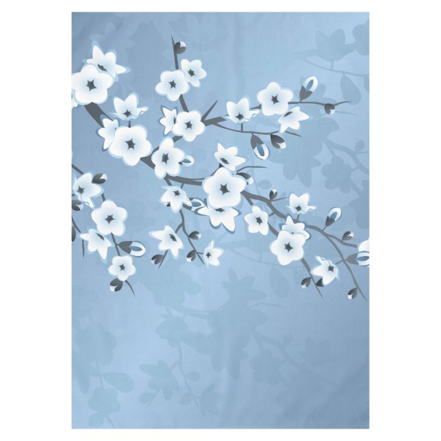 Blue Shimmering Cherry Blossom Tablecloth (Front)
