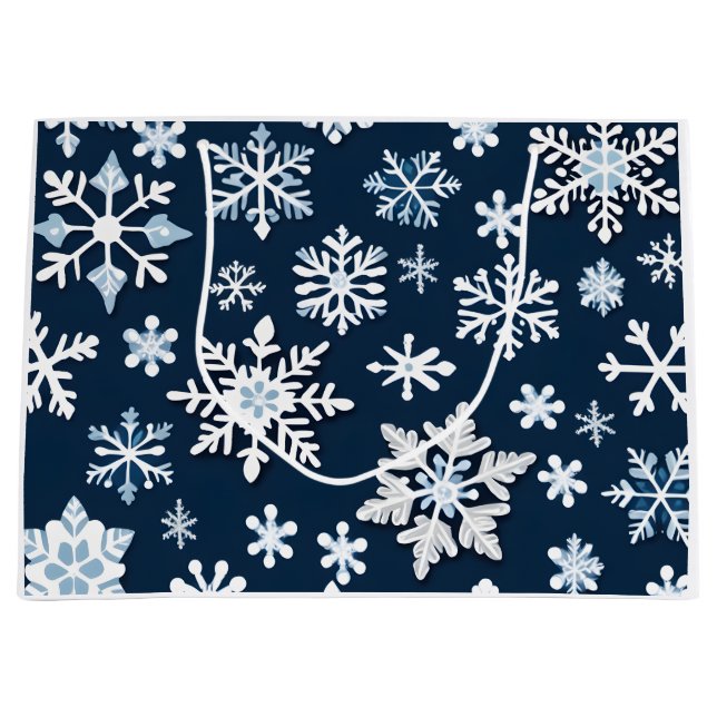 Blue Shimmering Snowflakes Gift Bag (Front)