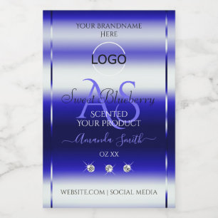 Blue Shimmery Product Labels Initials Jewels Logo