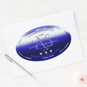Blue Shimmery Product Labels Initials Jewels Logo
