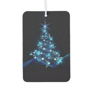 Blue Shine of Stars on Christmas Tree Dark Car Air Freshener