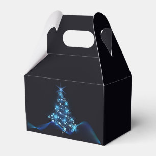 Blue Shine of Stars on Christmas Tree Dark Favour Box