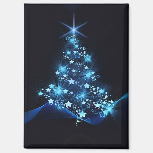 Blue Shine of Stars on Christmas Tree Dark  Magnet