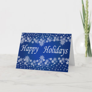 Blue Shining Stars Happy Holiday Greetings Card