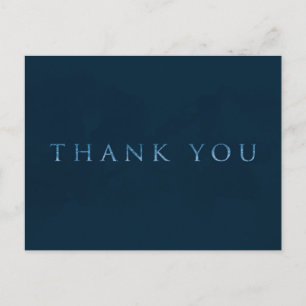 Blue Shiny Faux Foil Glam Modern THANK YOU Postcard