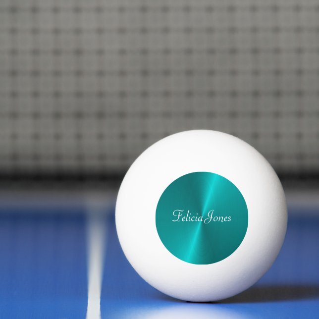 Blue shiny faux metal monogram ping pong ball (Net)