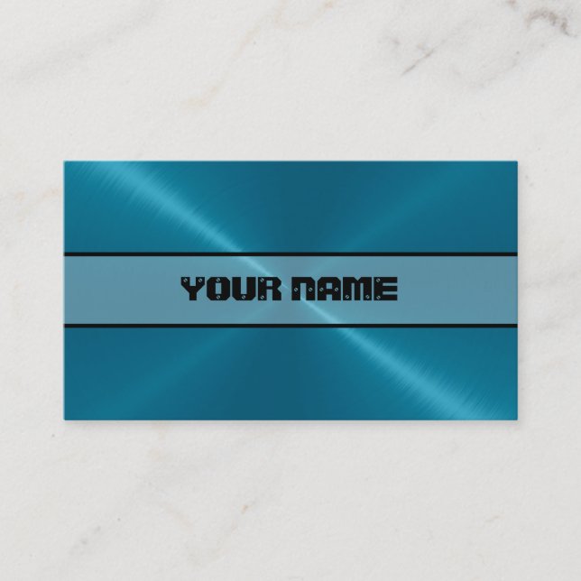 Blue Shiny Stainless Steel Metal 4 Business Card (Front)