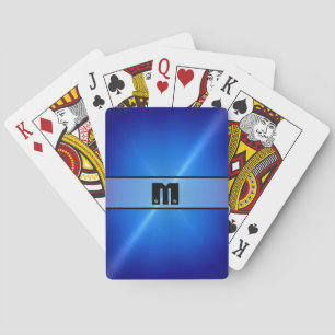 Blue Shiny Stainless Steel Metal 6 Playing Cards