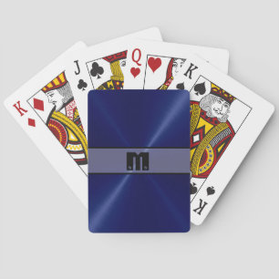 Blue Shiny Stainless Steel Metal 6 Playing Cards