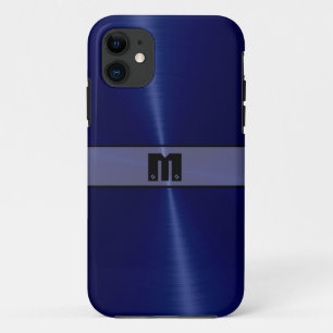 Blue Shiny Stainless Steel Metal 8 iPhone 11 Case
