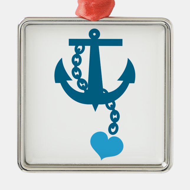 Blue ship ocean anchor metal tree decoration (Front)