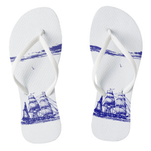 Blue Ship Sailing at Sea Jandals