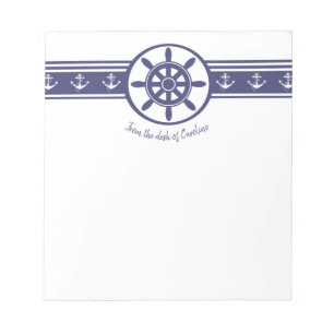 Blue Ships Wheel Personalised Notepad