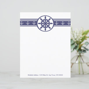 Blue Ships Wheel Personalised Paper Sheet