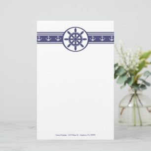 Blue Ships Wheel Personalised Stationery