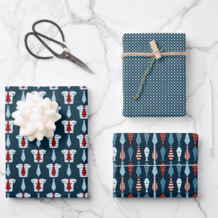 Blue Shirt and Tie Father's Day Wrapping Paper Sheet