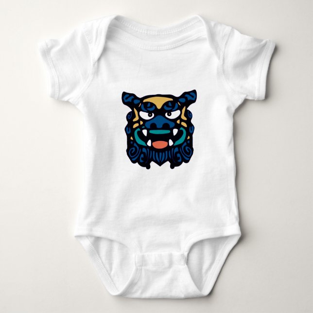 Blue Shisa Baby Bodysuit (Front)