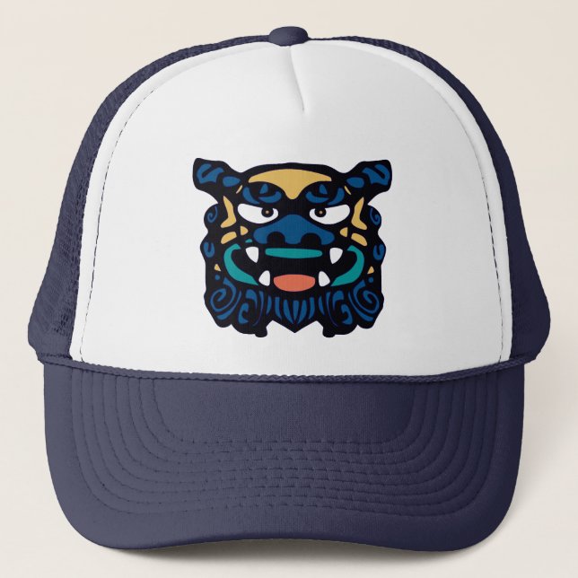 Blue Shisa Trucker Hat (Front)