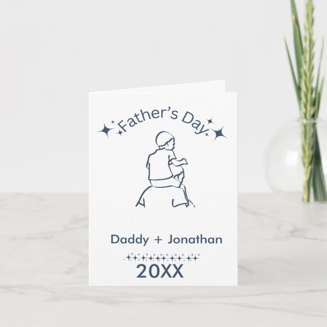 Blue Shoulder Ride Father's Day Card (Front)