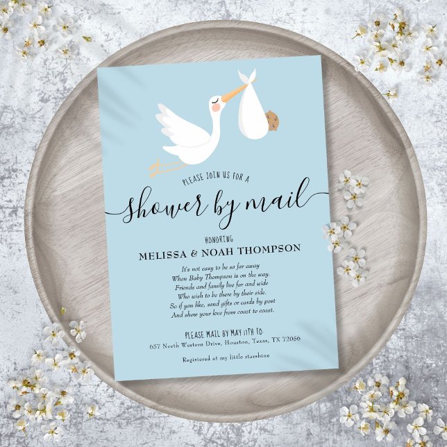 Blue Shower By Mail Long Distance Sprinkle Invitation (Blue Shower By Mail Long Distance Sprinkle Invitation)