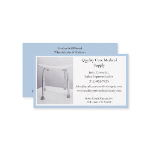 Blue Shower Chair Equipment Medical Senior Care Business Card