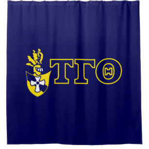 Blue Shower Curtain w/ Crest & Letters