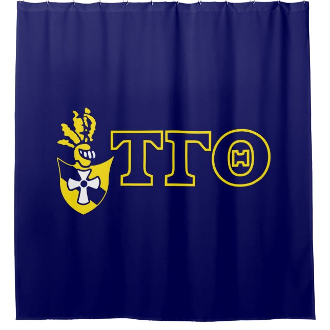 Blue Shower Curtain w/ Crest & Letters (Front)