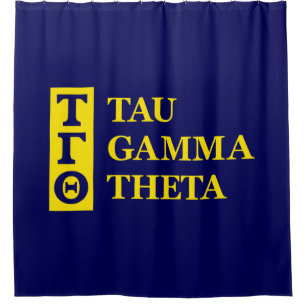 Blue Shower Curtain w/ Vertical Letters