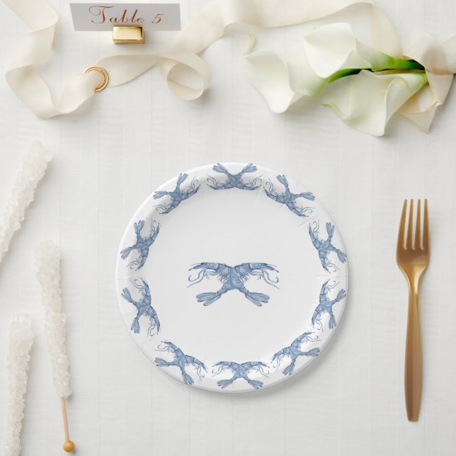 Blue Shrimp Shrimps CC Paper Plates (Wedding)