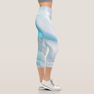 blue shy modern decoration capri leggings