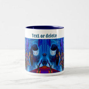 Blue Siamese Cat Abstract Animal Art Personalized Two-Tone Coffee Mug