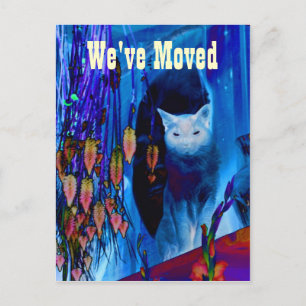 Blue Siamese Cat Moving New Address Postcard