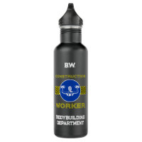 Blue Sign Construction Worker Female Bodybuilder