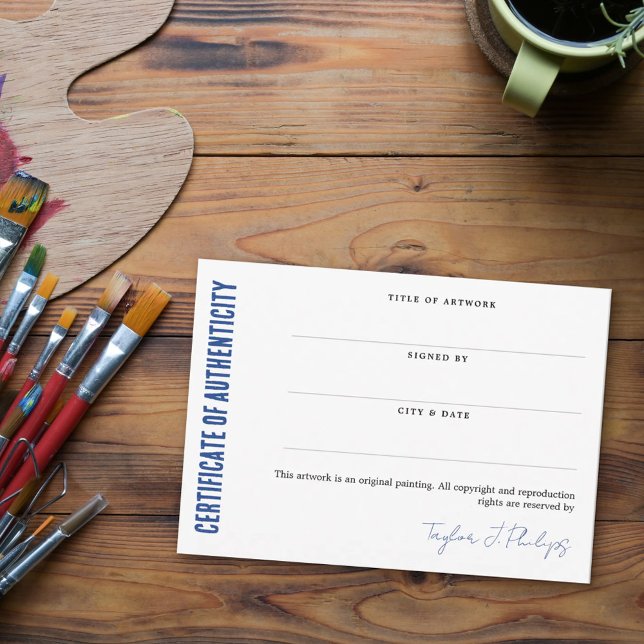 Blue Signature Script Certificate of Authenticity (Creator Uploaded)