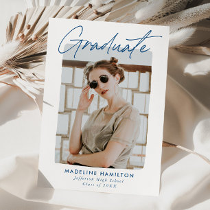 Blue Signature Script Photo Graduation Announcement